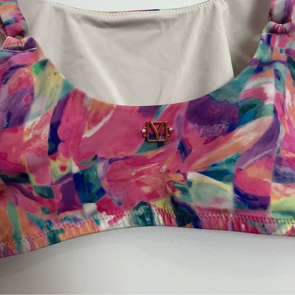 YITTY x Fabletics Shaping Swim Square Neck Bikini Top Bubble Gum Neon Geo XL - Picture 12 of 14